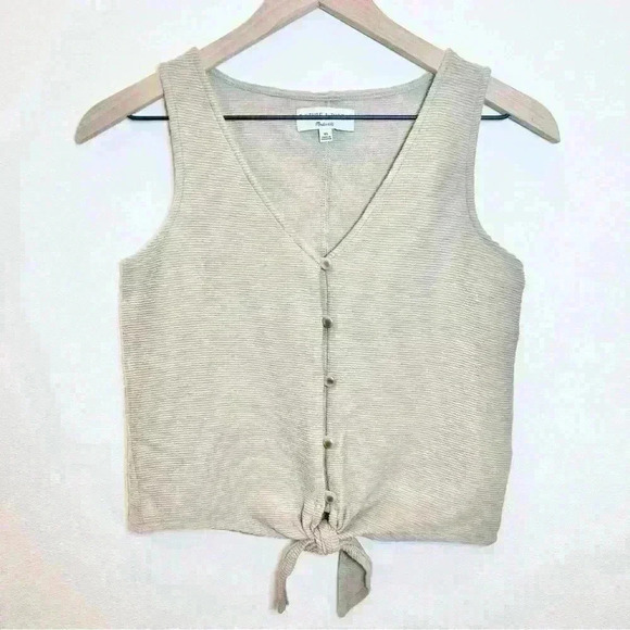 Madewell Tops - Madewell Women’s Texture & Thread Button Front Tie Tank Top Size X-Small